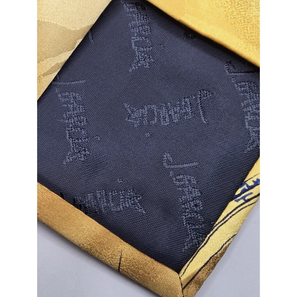 J. Garcia Two Guards Collection 54 Silk Necktie Gold Blue Abstract Tie